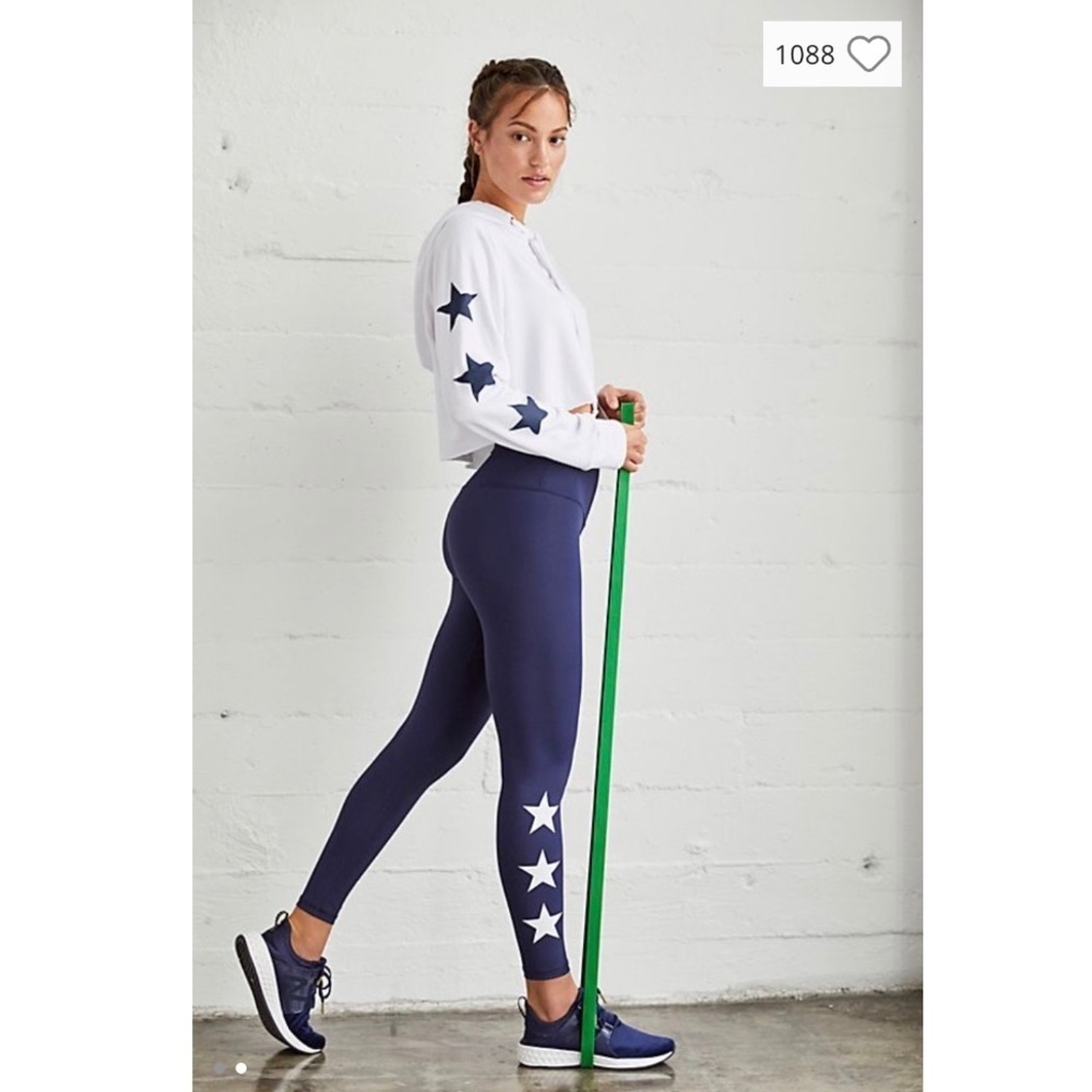 Free People x Strut This Teagan Star Leggings Navy High Rise Workout Pants